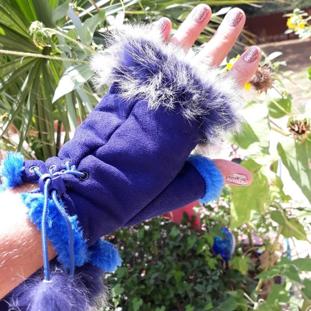 Dark Blue Fashion Fingerless Gloves